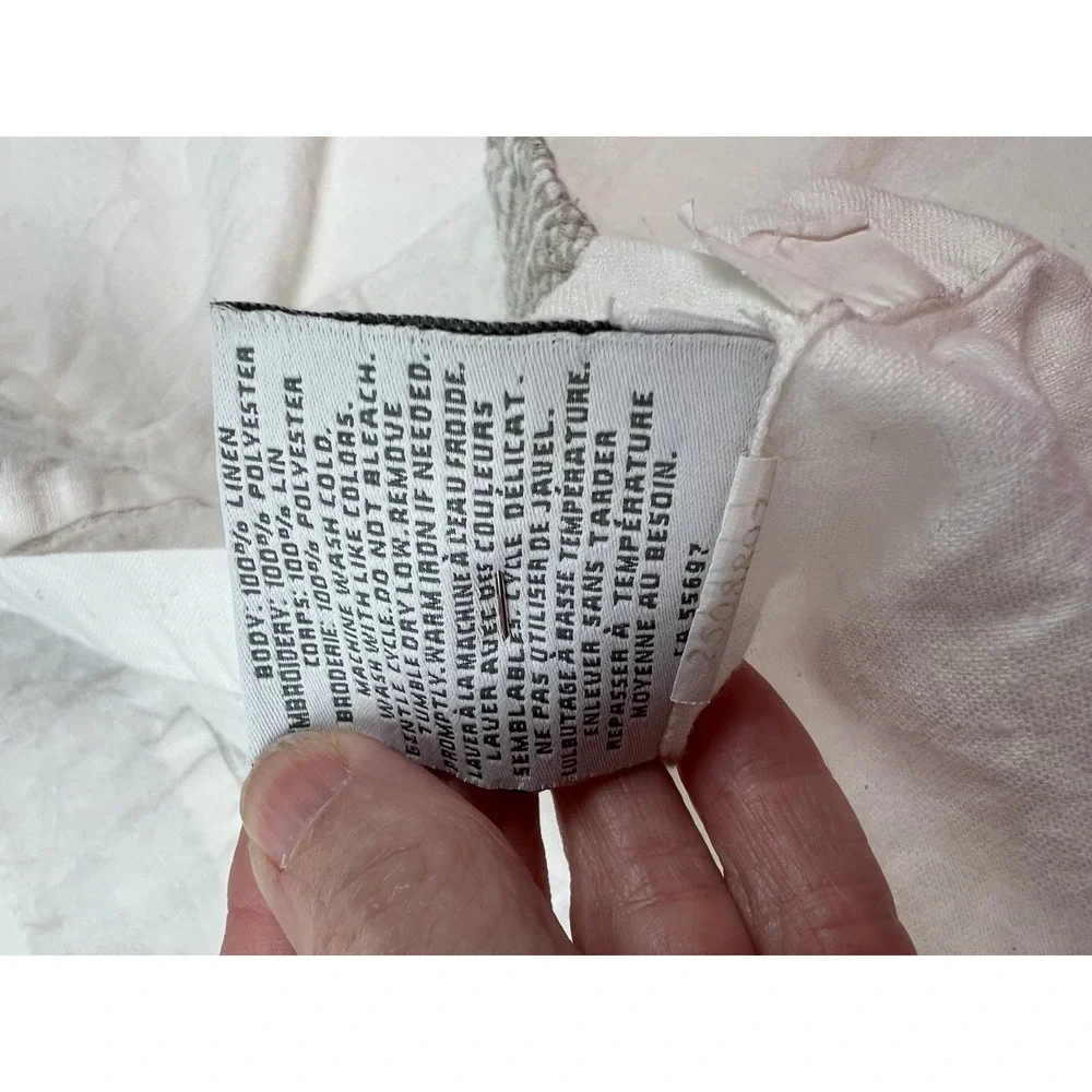 Restoration Hardware MILOU EMBROIDERED  LINEN Queen Sheet Set w/ 1 Standard Sham
